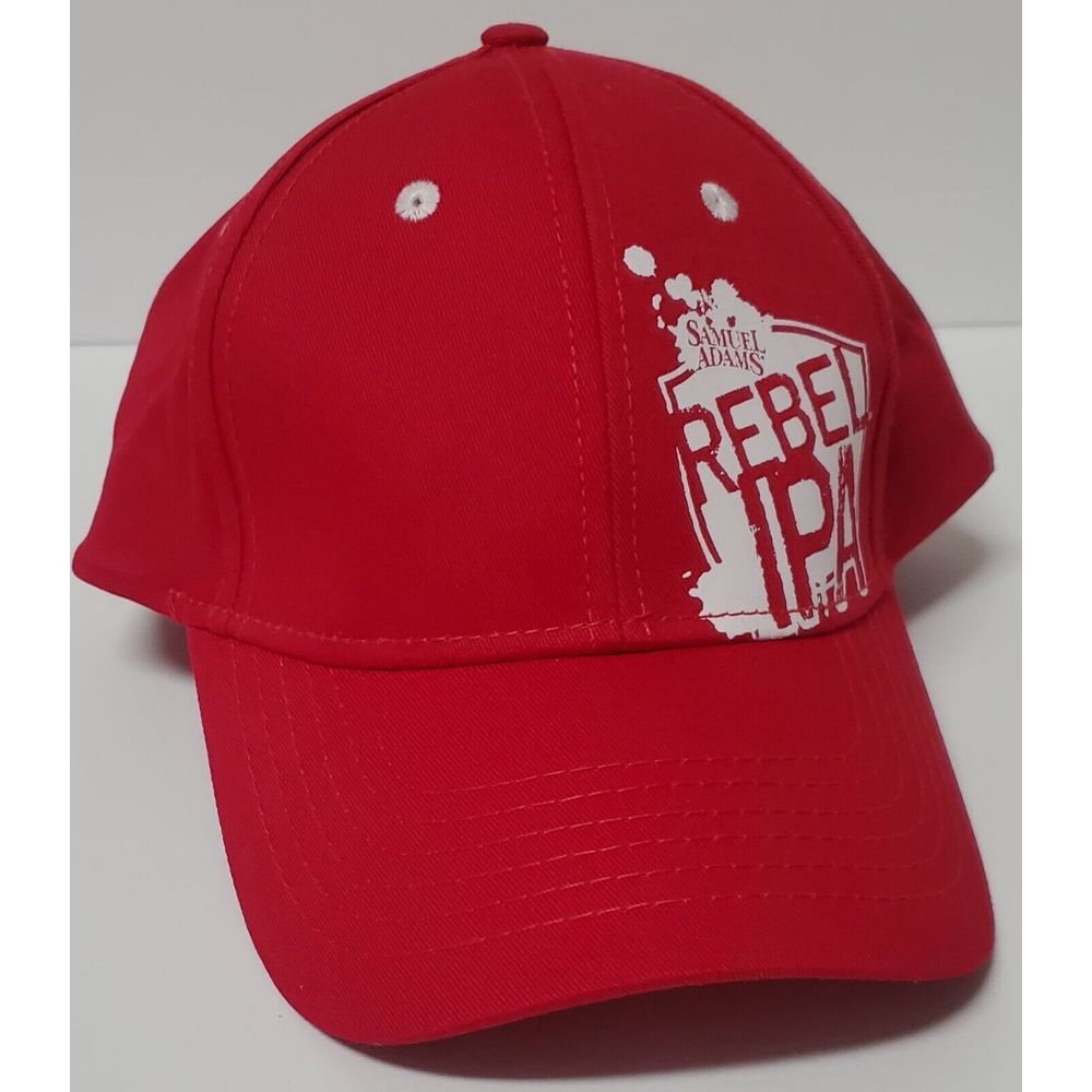 Samuel Adams Rebel IPA Red Cotton Baseball Hat Cap Snapback White Logo/Grommets